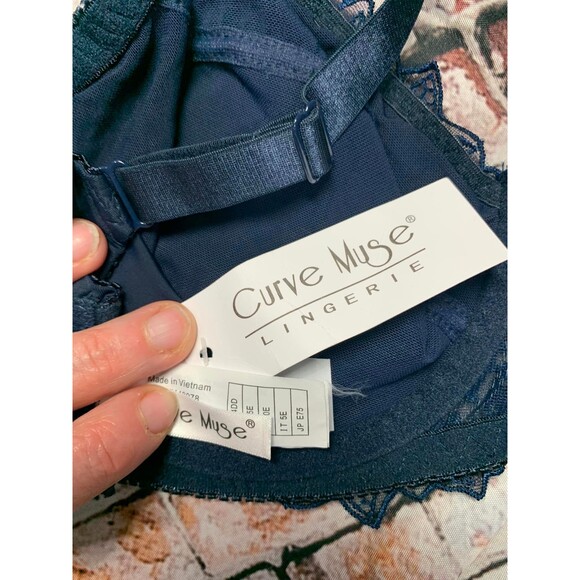 NWT Curve Muse Lingerie 34DD Blue Bra Lace Underwire Unlined Sexy Brand New - Picture 3 of 3